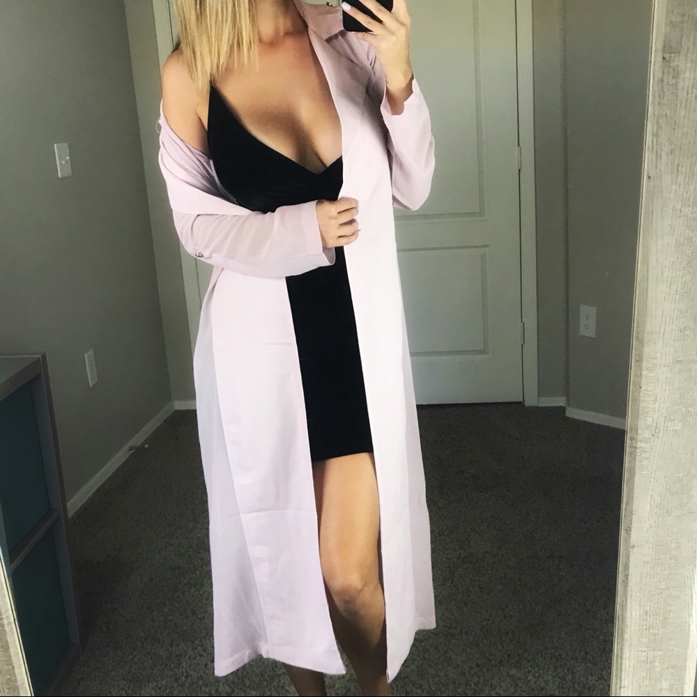 -Blush Sheer Maxi Trench-